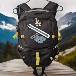 New Balance backpack LA Dodgers Logo Running Track Bag Black Yellow Hydration